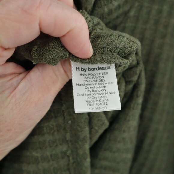 COPY - H By Bordeaux Waffle Knit Sweater Women SM Green Oversized Boxy Lagenloo… - Picture 4 of 8